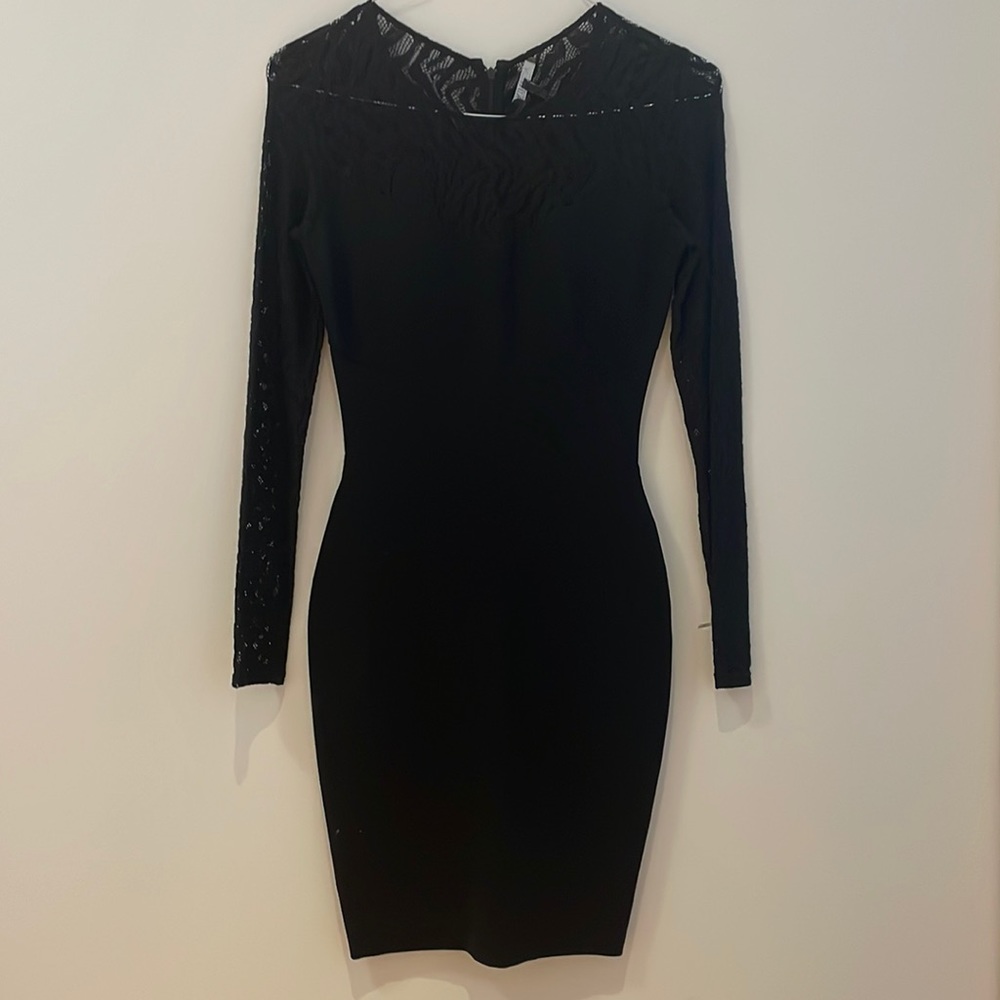 Intermix black dress with mesh cutout